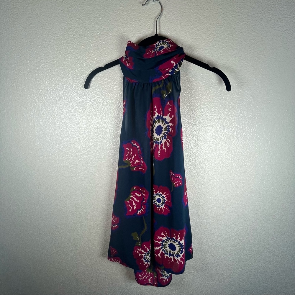Tucker for Target Navy Halter Top with Pink Floral Print Women’s Small - Picture 3 of 11